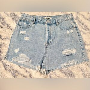 Women’s PacSun Light Blue Jean Ripped/Distressed High Rise Denim Shorts Sz 30